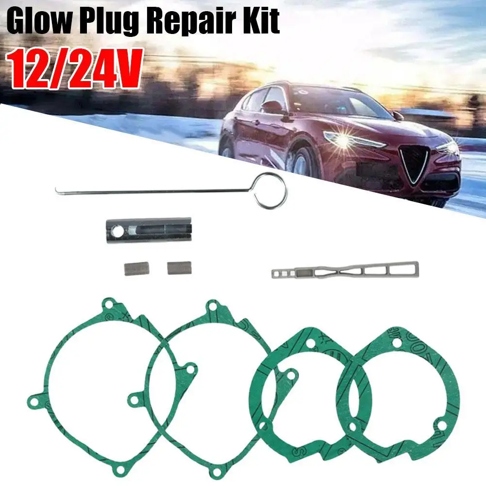 9pcs 12V 2/5KW Car Air Diesel Heater Blower Fan Motor & Burner Gasket Set Car Truck Screen Glow Plug Removal Tools Accessories