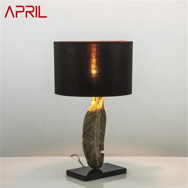 

APRIL European Style Table Lamp Classical Design Bedside Vintage Black Desk Light LED for Living Room Bedroom Home Decor