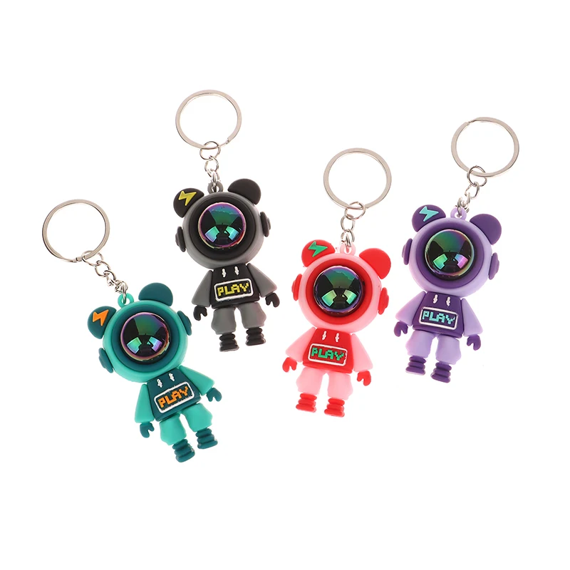 LLavero de dibujos animados de oso relámpago, accesorios de joyería, astronauta, oso violento, conejo, muñeca, mochila de coche, decoraciones, regalos, 1PC