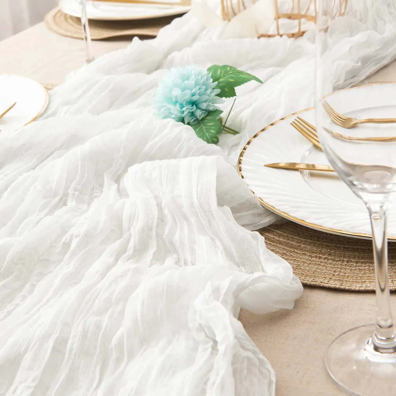 

6/10pcs Cheesecloth Table Runner 90x300cm Rustic Wedding Gauze Tablecloth Dining Table Reception Bridal Baby Shower Party Decor