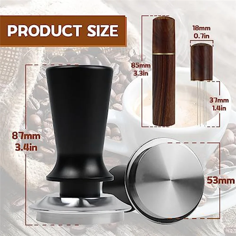 KB-51Mm & Espresso Stirrer Hand Espresso Tamper معايرة الربيع محملة اليد العبث قاعدة من الفولاذ المقاوم للصدأ