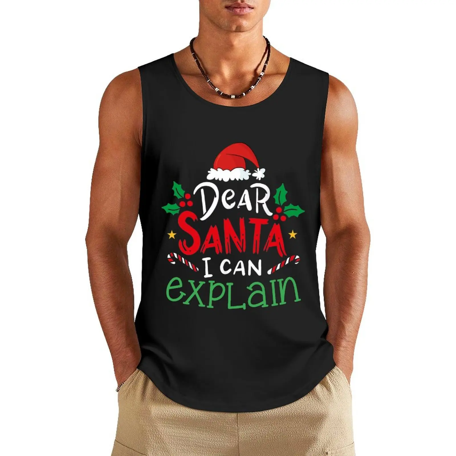 

Dear Santa I Can Explain Funny Xmas For Christmas Tank Top vests for men gym wear men bodybuilding man gym men