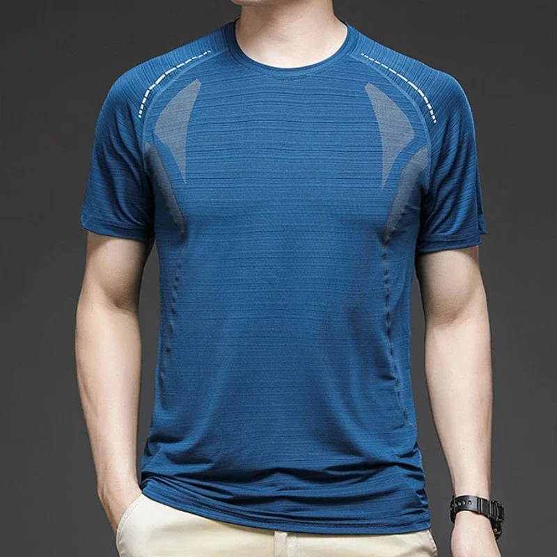

Top Anti-wrinkle Print Oversized Ice Silk Black O Neck New In T Shirt for Men Funny Party Summer Y2k Elastic Cool Man Tee Shirts