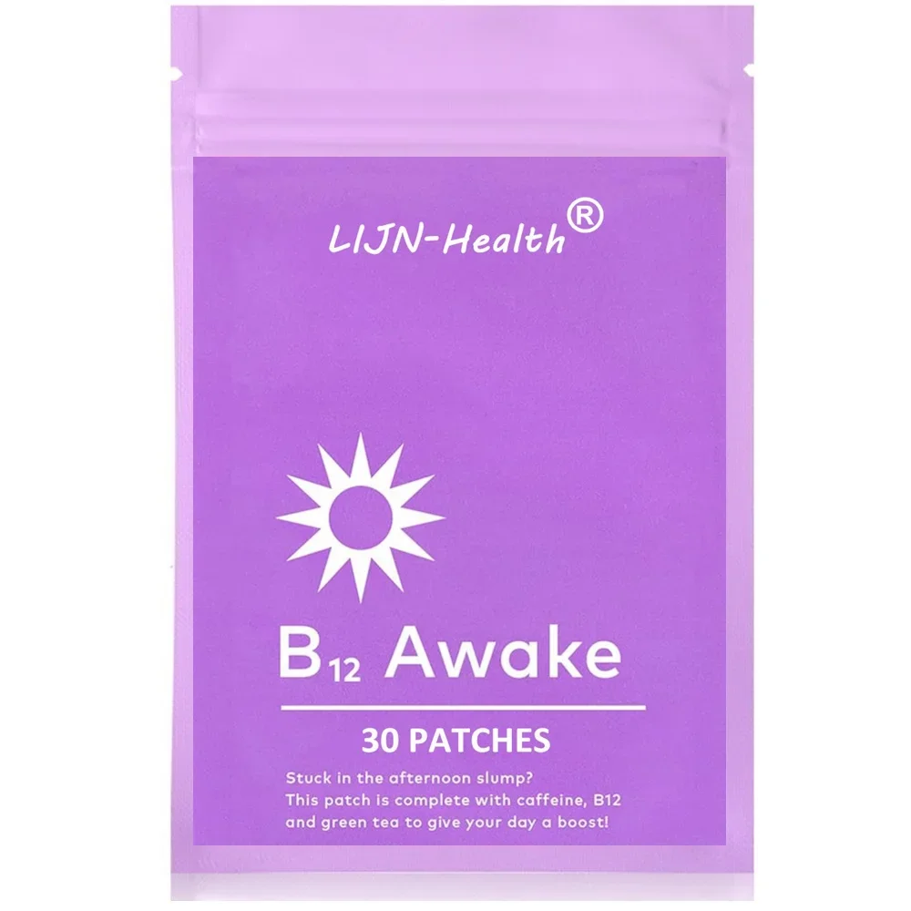 B12 Awake Transdermal Patches with Plant-Based Ingredients, Infused with Caffeine, B12, and Green Tea Extract 30 Patches