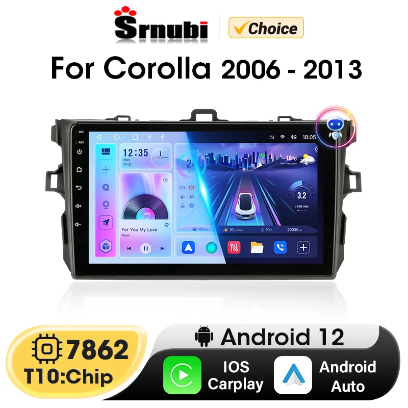 

Srnubi 2 Din For Toyota Corolla E140 E150 2006 - 2012 Carplay Car Radio Multimedia video Player 2din GPS DSP 48EQ DVD Stereo