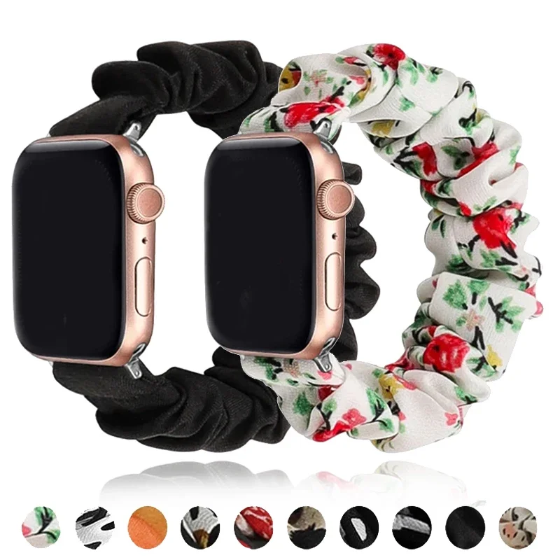 Scrunchie Strap for Apple Watch Band 44mm 40mm 46mm 42mm 45mm 41mm 49mm Nylon Bracelet for IWatch Series 10 9 8 7 6 SE 5 4 Ultra