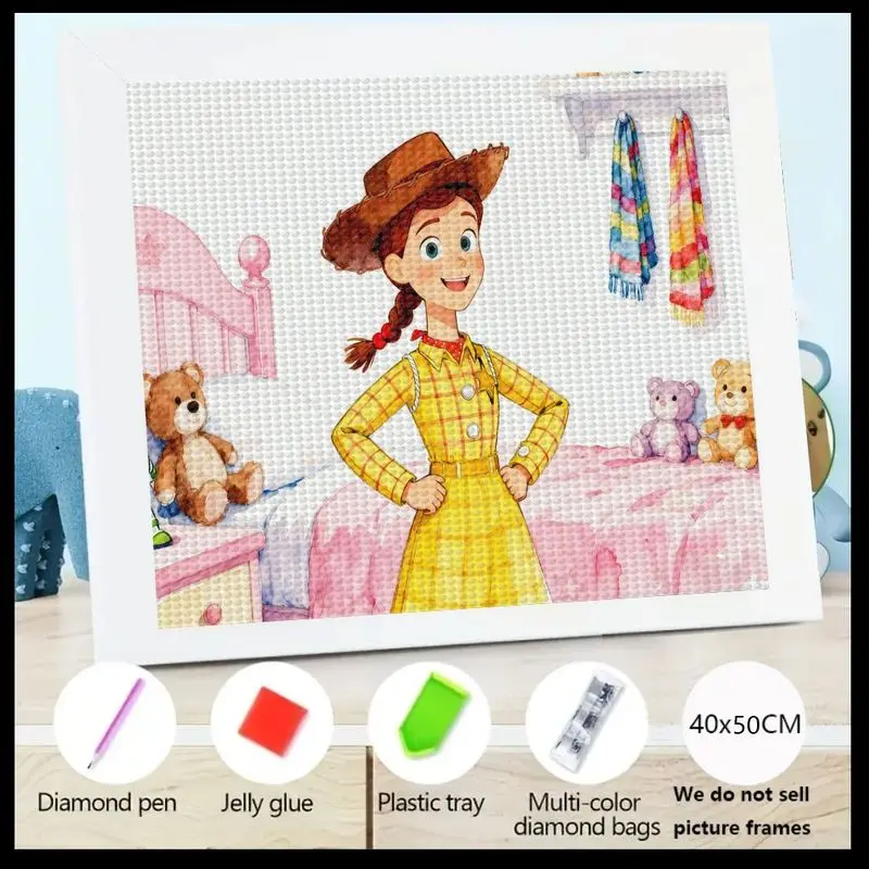 

1PC 5D DIY Diamond Painting Kit, Cartoon Jessie Character Full Drill Crystal Rhinestone Art, Large Size 40x50CM Round Diamond Em