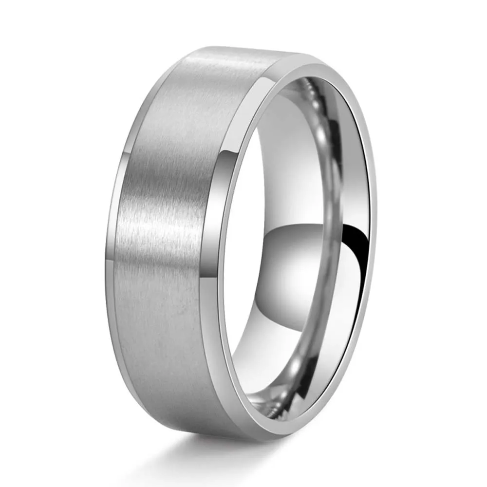 Couple's Titanium Steel Ring 2-10mm Adjustable Sizes Double Bevel Brushed Finish Minimalist Jewelry Gift Casual Unisex in Stock