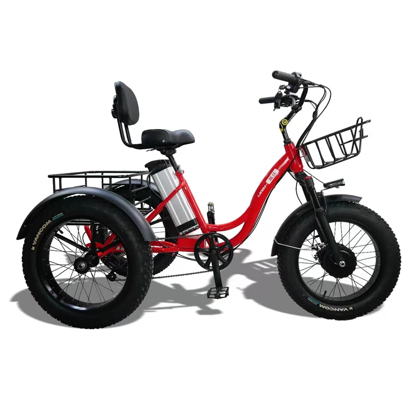 

3 Wheel Electric Tricycle Cargo For Adults 500w 48v Fat Bike Electric Bicycle 20 Inch For Man With Rear Basket Removable Battery