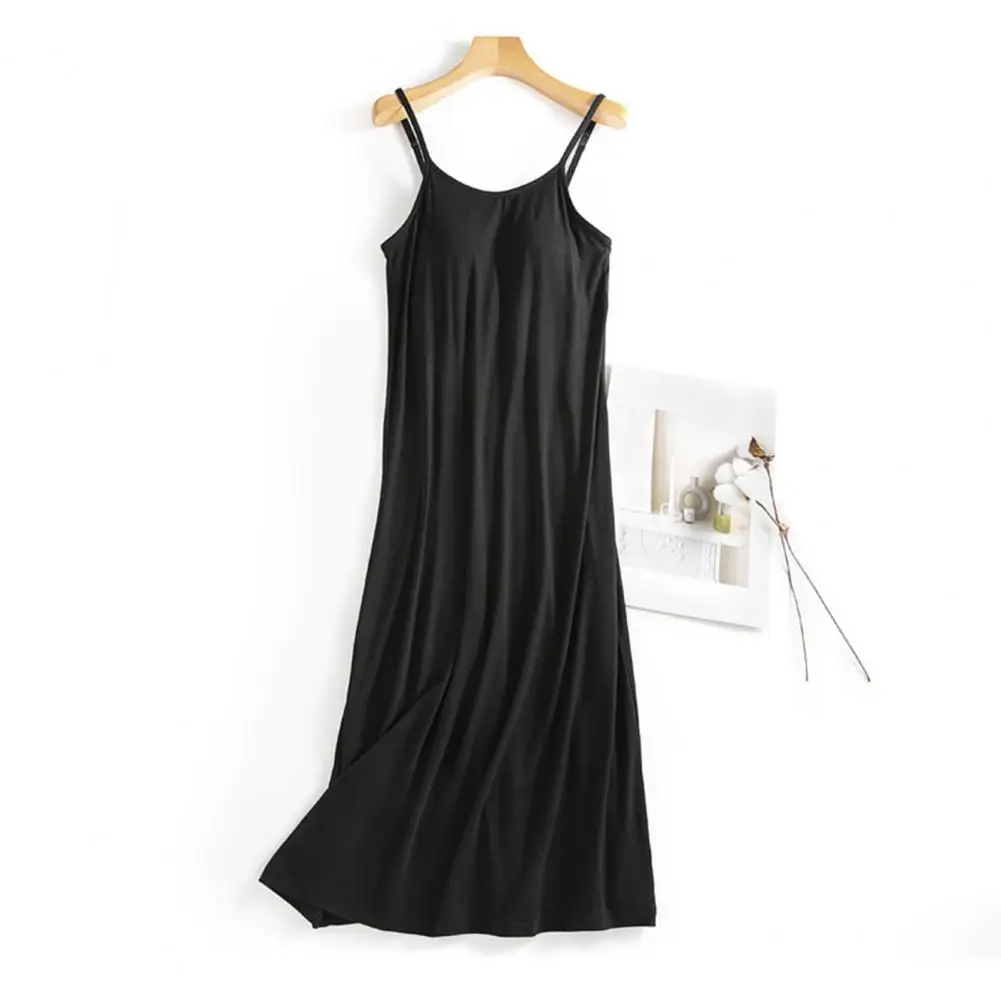 Women Nightdress Stylish Women's Nightgown Adjustable Spaghetti Strap Padded Backless Design Sleek Solid Color Comfortable Chic