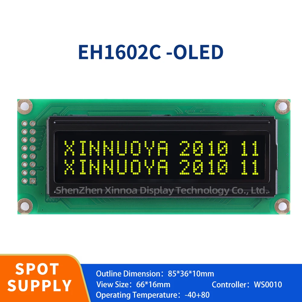 Black Background And Yellow Text OLED Display Screen 16PIN Parallel Interface Compatibility 1602 Character LCD Module Display