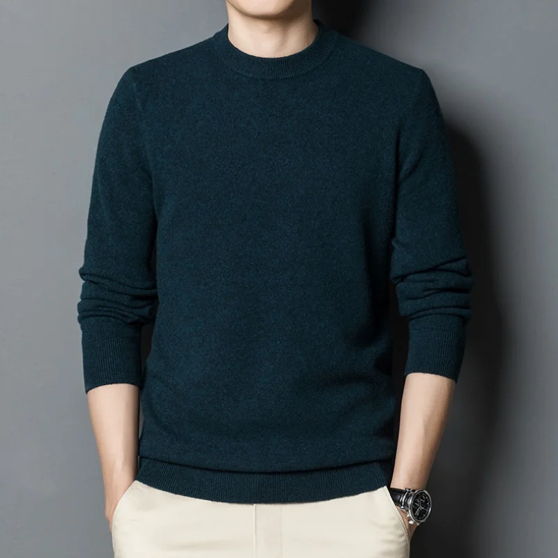 Heavy Weight 450g Men's Wool Sweater New Arrival Autumn Winter Warmer Men Tops High Quality Men Round Neck Clothing C0214