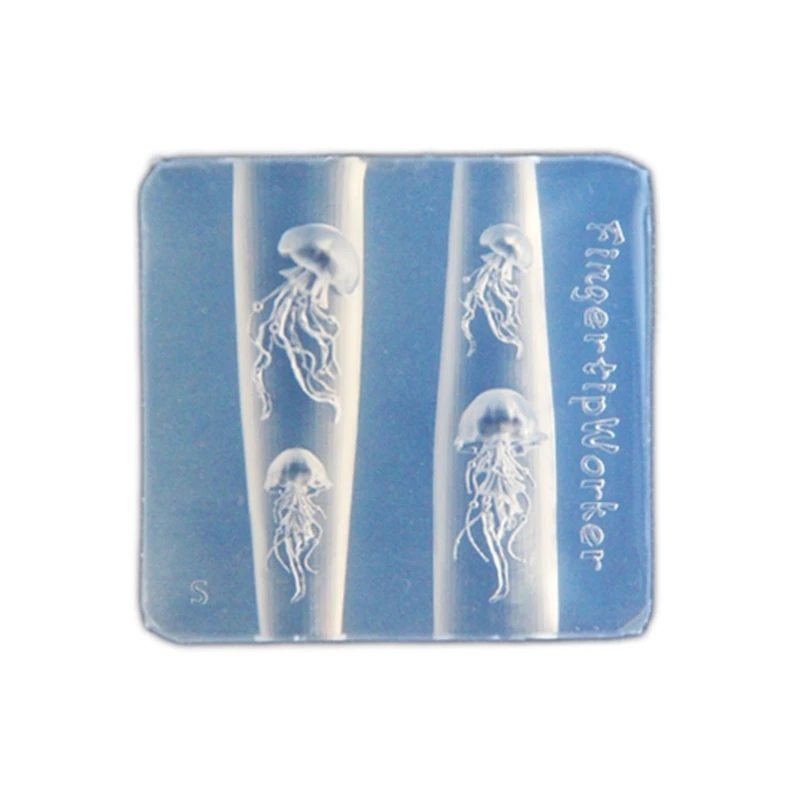 Easy Release Silicone Stamp Mold Jellyfish Shaped Manicure Patterns Mould Stylish Embossed Accessories Mold