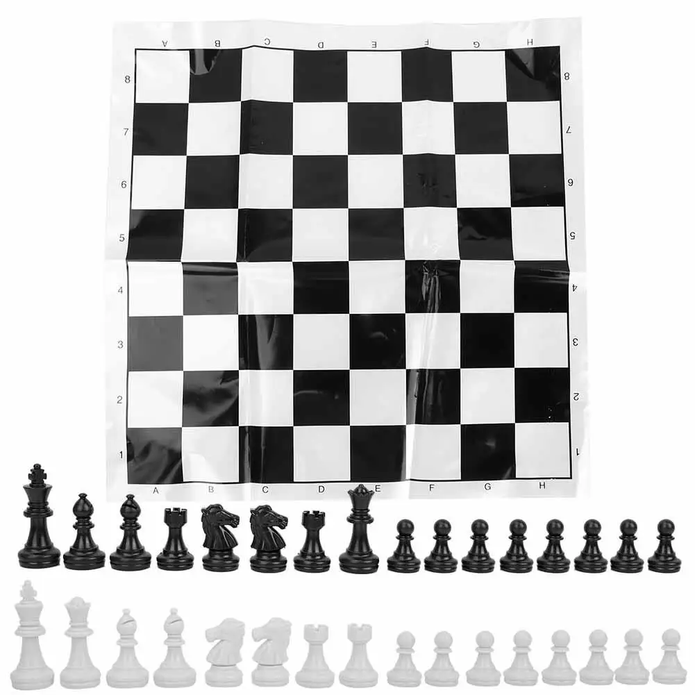 

Portable 49mm Plastic Chess Set - International Chess Board Game for Parties & Fun Activities