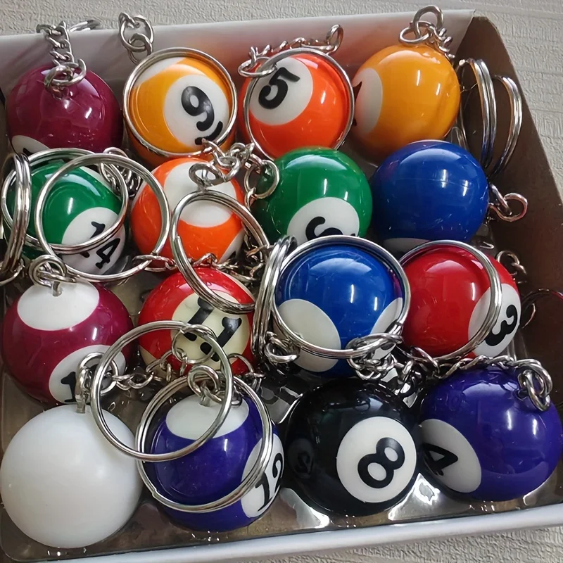 Floatable Mini Billiard Ball Keychain- Sporty, Secure Split Ring Key &Bag Charm, Perfect Gift for Pool Enthusiasts