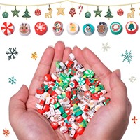 100pcs Random Mixed Christmas Style Polymer Clay Bead For Jewelry Making DIY Bracelet Handmade Xmas Decoration Gift Accessories