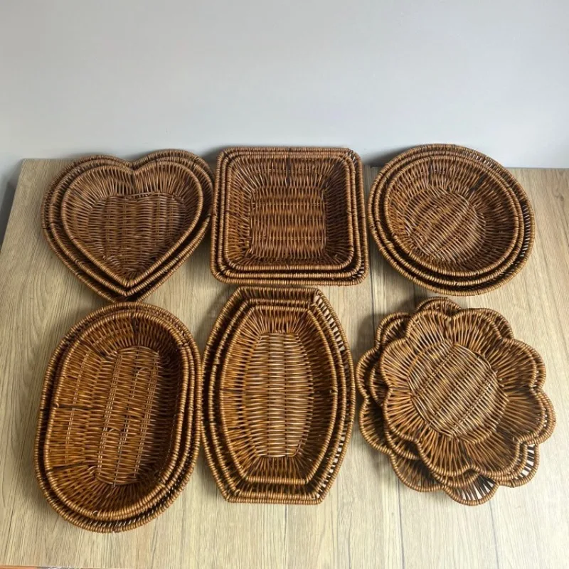 Supermarket Fruit and Vegetable Display Basket Dim Sum Basket Square Storage Basket Woven Fruit Basket Snacks Bread Snack Basket