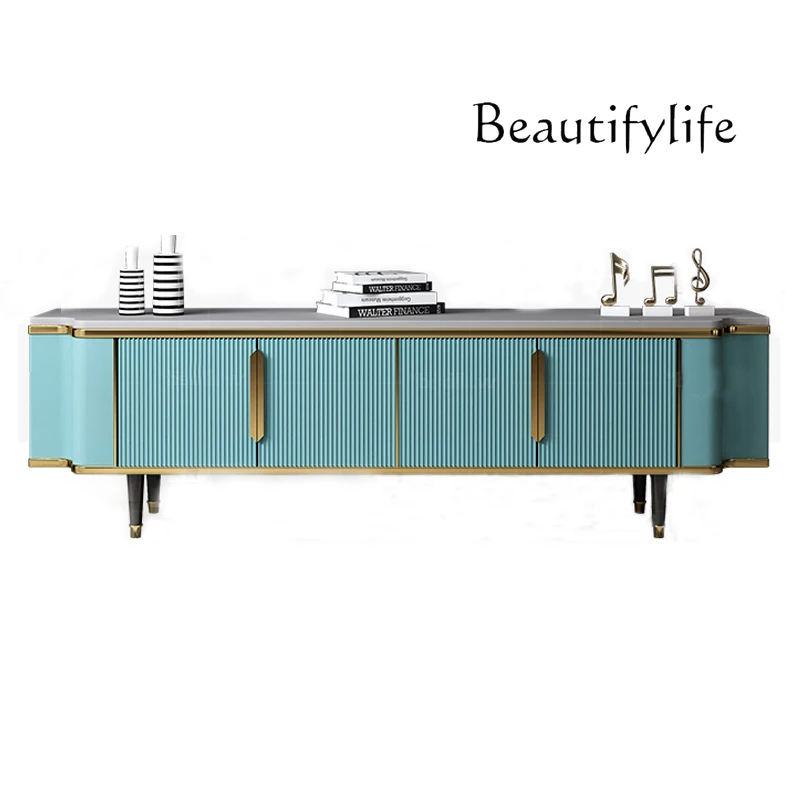 

Modern living room TV cabinet coffee table combination simple paint solid wood floor cabinet storage