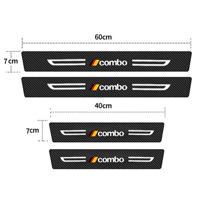 Car Door Sill Protector Scuff Plate Carbon Fiber Door Anti Scratch Cover for Opel Combo 2023 Rear Trunk Bumper Threshold Guards