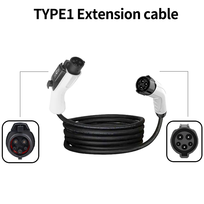 สายชาร์จรถยนต์ไฟฟ้าแบบ Type1 หัวเสียบตัวเมีย J1772 เป็นหัวเสียบตัวผู้ Type1 สำหรับรถยนต์ไฟฟ้า 32A 2ม./5ม./10ม.