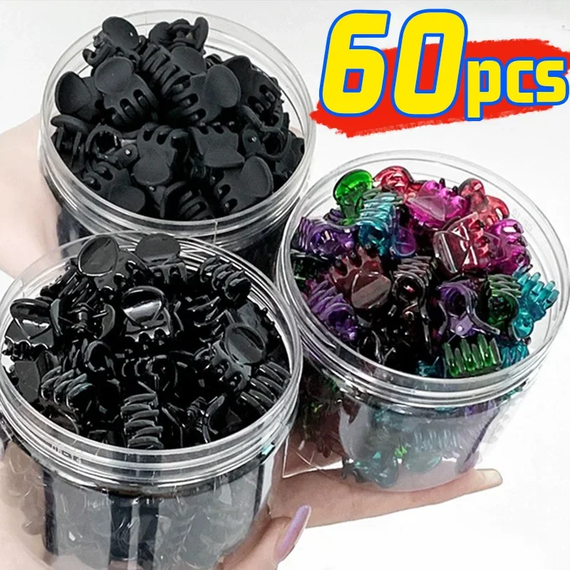 10/60pcs Mini Hair Claw Clips for Women Girls Korean Small Black Transparent Plastic Clips Hairpin Kids Hair Styling Accessories