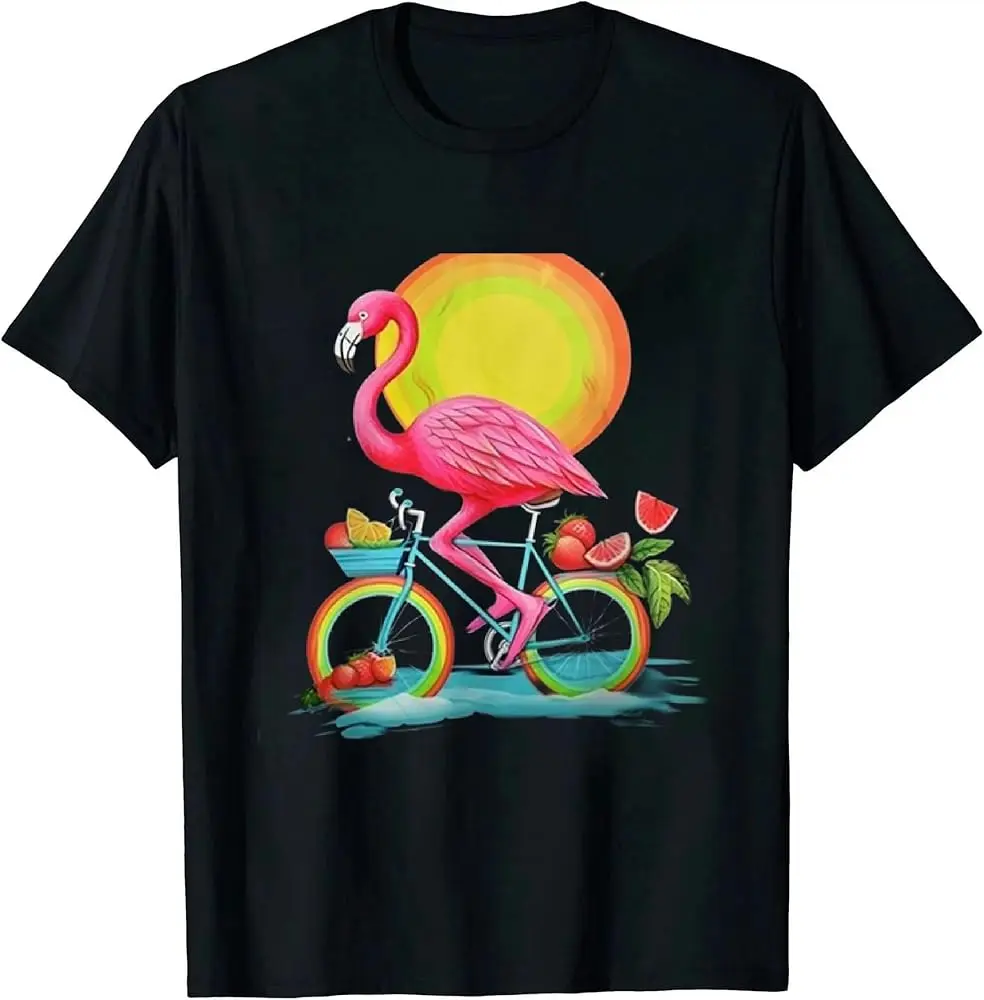 Little Red Bird on a Bike Gilden Unisex T-Shirt Black  Anime Graphic T-shirts Tees Y2K tops Unisex Summer Short Sleeve