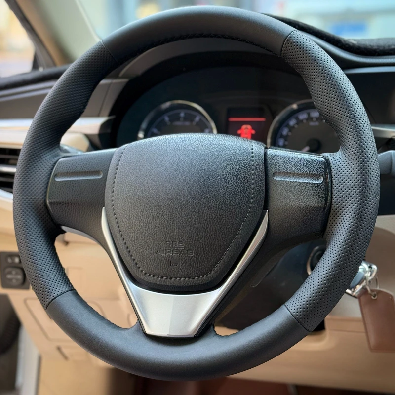 

DIY Hand-Stitched Non-slip Durable Nappa Leather Steering Wheel Cover for Toyota OLD RAV4 Corolla Car Interior Accessory