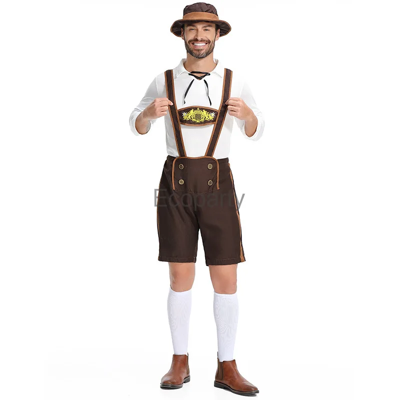 2024 Men's Oktoberfest Costume Bavarian Octoberfest German Festival Beer Cosplay Outfit Male Carnival Party Costumes Lederhosen