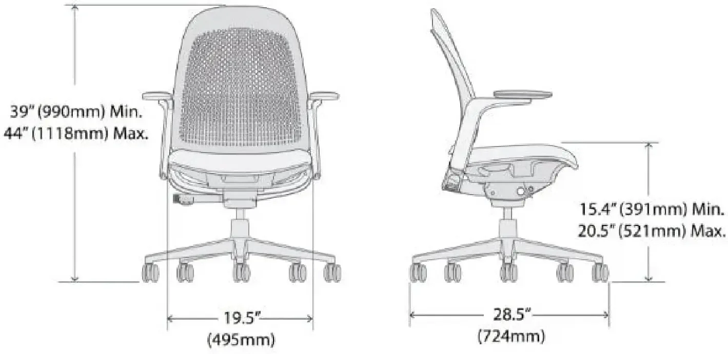 Breck Office Chair - Ergonomic Desk Seat with Height-Adjustable Lumbar Support, White Trim, Duo-Tone Hard Casters