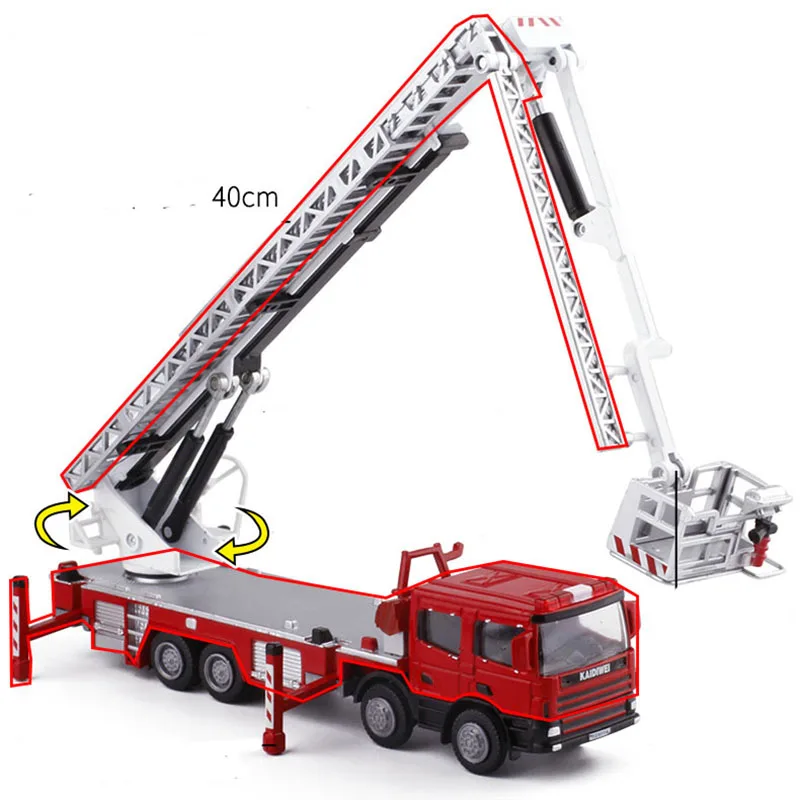 1:50 scale KDW platform Fire rescue truck Diecast car Alloy engineering car model Collection for Kid