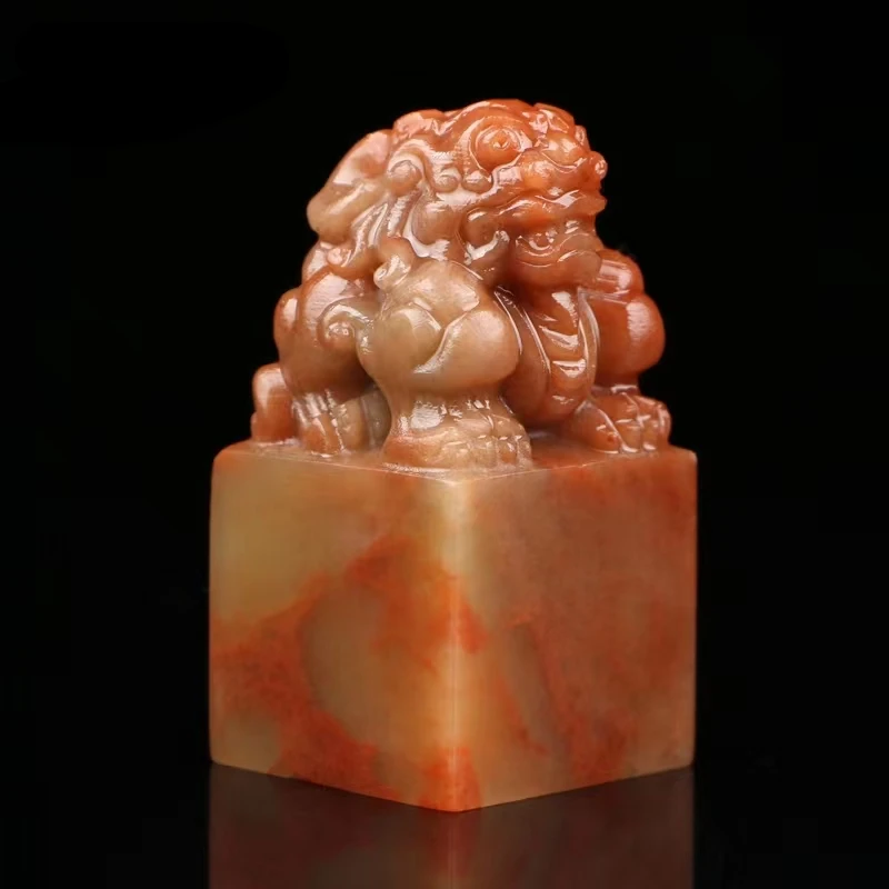 Customized Shoushan Stone Seal Chinese Cute Carving Seals Calligraphy Painting Personal Seal Artist Name Gift Stamps with Box