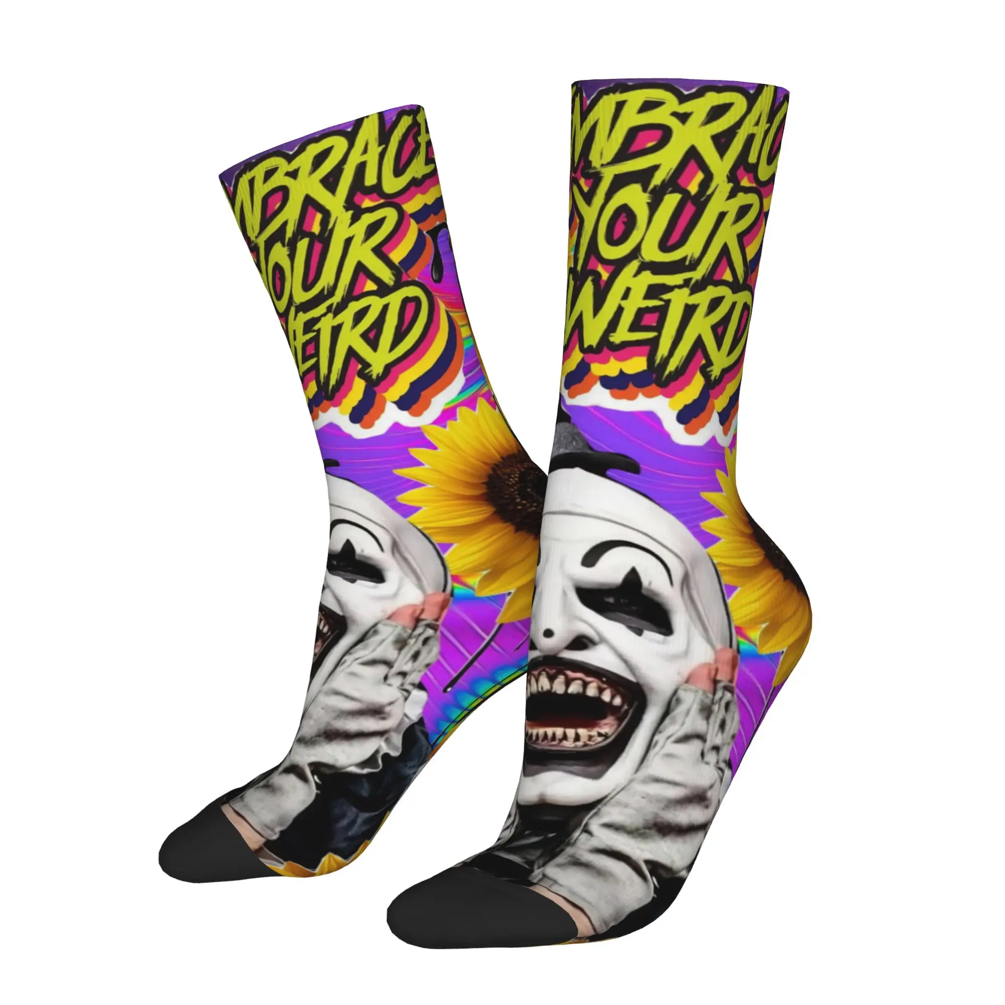 Crazy Design Terrifier Soccer Socks Horror Movie Polyester Crew Socks for Women Men Breathable