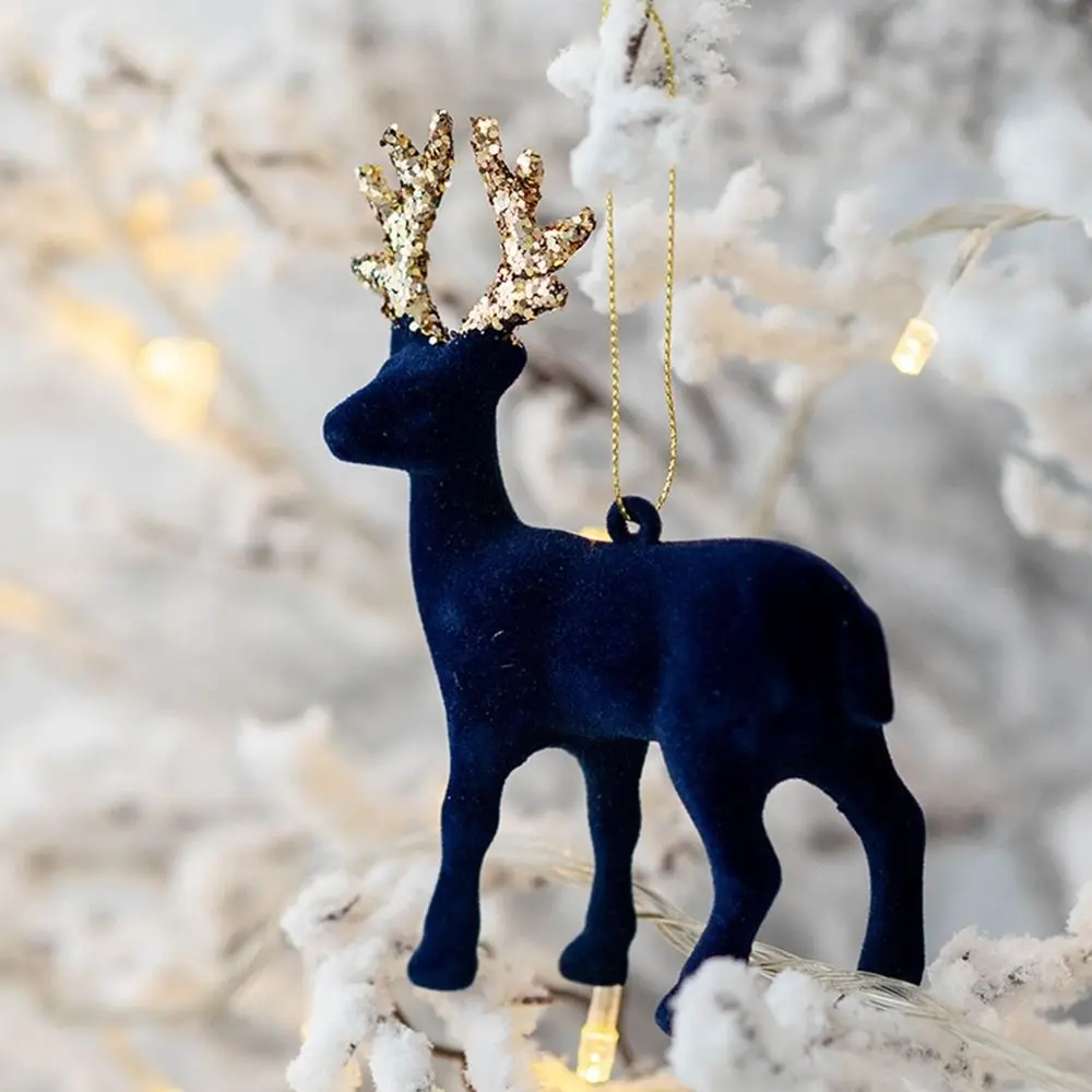 White Simulation Glittering Reindeer Hanging Decorative Glitter Deer Christmas Decoration Small Xmas Tree Pendant Holiday