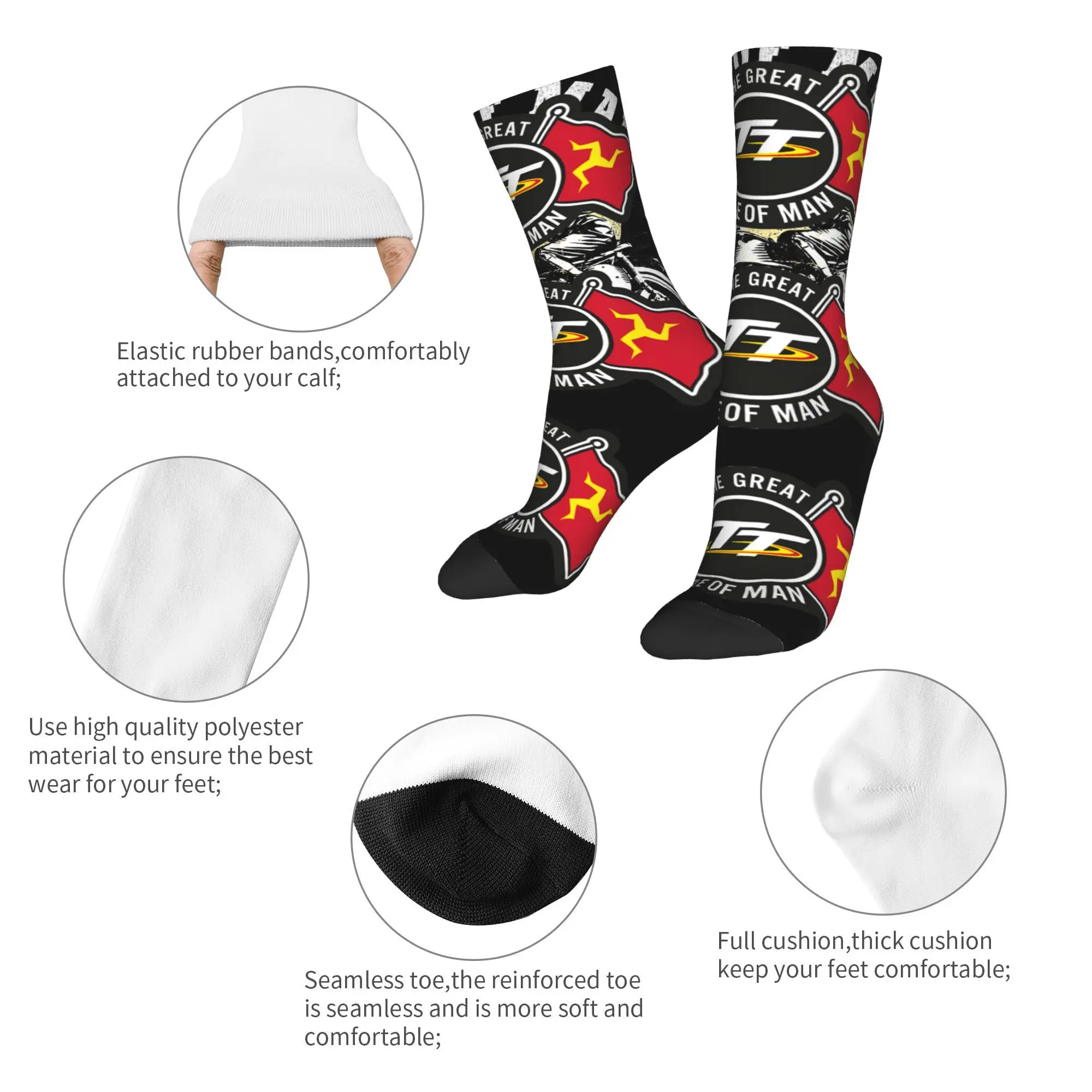 Custom Isle Of Man TT Races Classic Men Women Crew Socks Unisex Fun  Spring Summer Autumn Winter Dress Socks