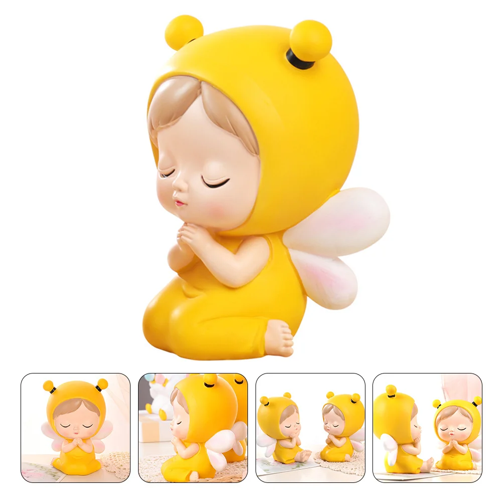 

Desktop Ornament Resin Money Pot Lovely Saving Coin Bank Yellow Small Change Container