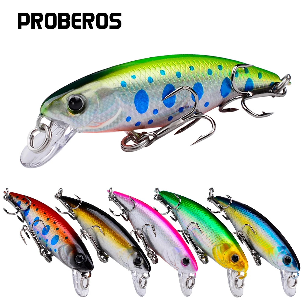 

PROBEROS 1 шт., приманка для воблеров гольяна, 3D глаза, жесткие пластиковые приманки, воблер, 5,7 см/2,24 дюйма - 4,5 г, рыболовные снасти, рыболовные аксессуары