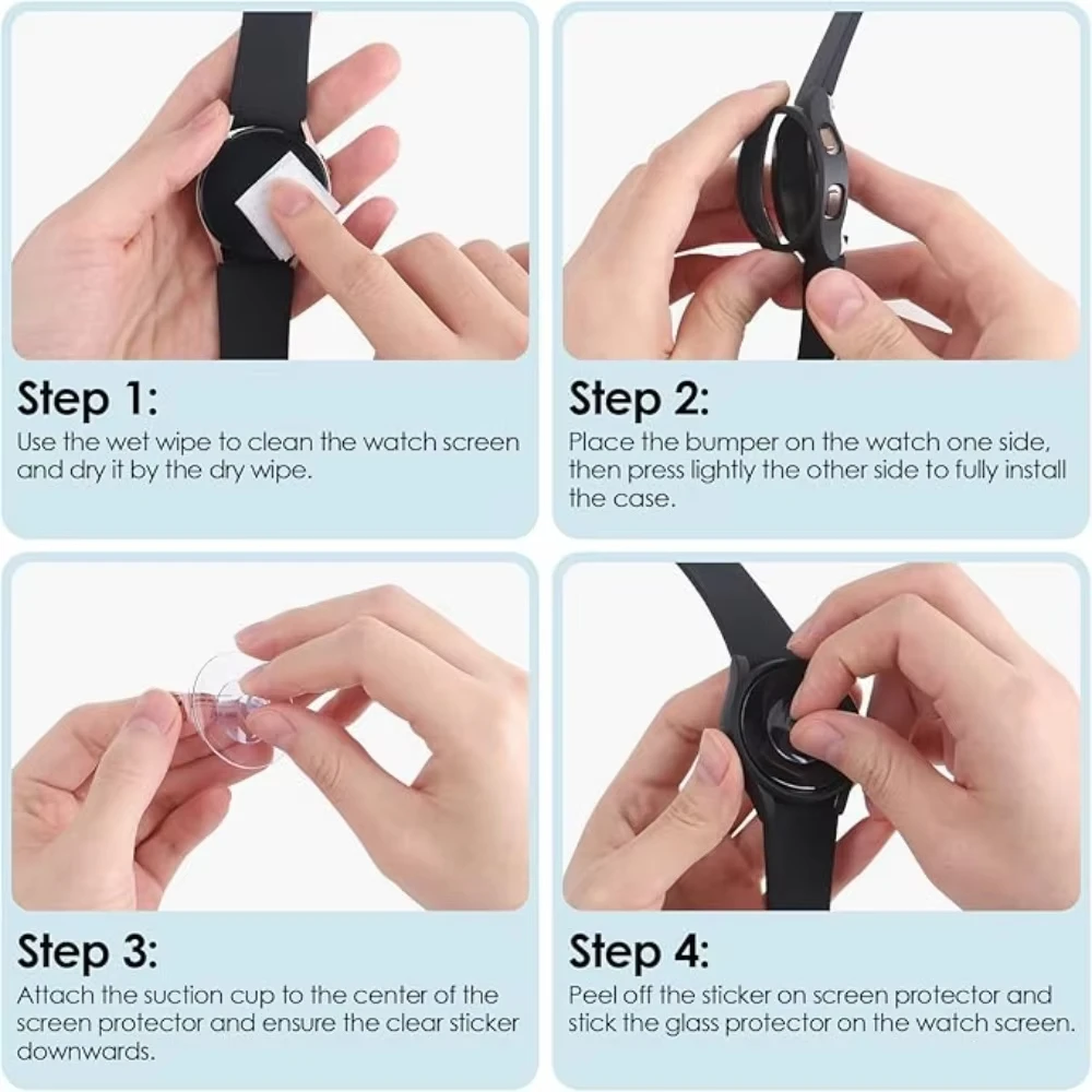 Hollow PC Case for Samsung Galaxy Watch 7 40mm 44mm Waterproof PC Hard Bumper Galaxy Watch Ultra 47mm Cover+Screen Protector