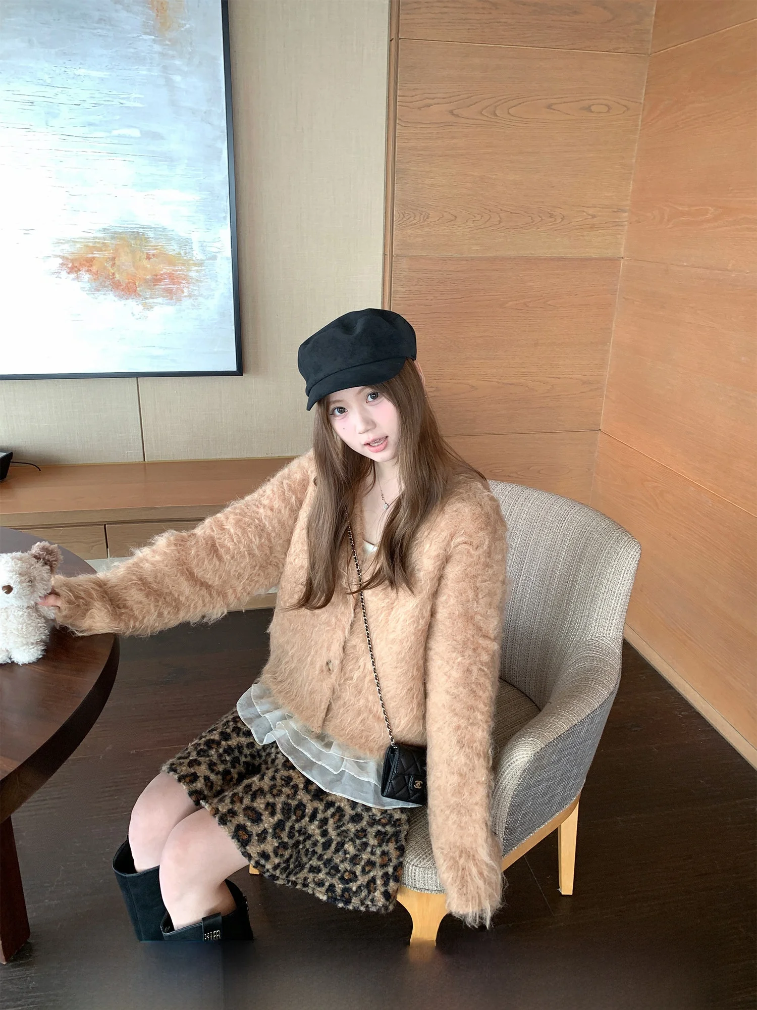 

Корейский свитер с V-образным вырезом, женский, свободного кроя, на пуговицах, повседневный, с длинными рукавами, однотонный, для школы и работы