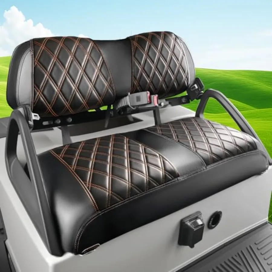 

Black Golf Cart Diamond Seat Covers, PVC Front Seat Cover Fits for 2000.5-Up Club Car DS Golf Carts, Durable and Stain-Resistan