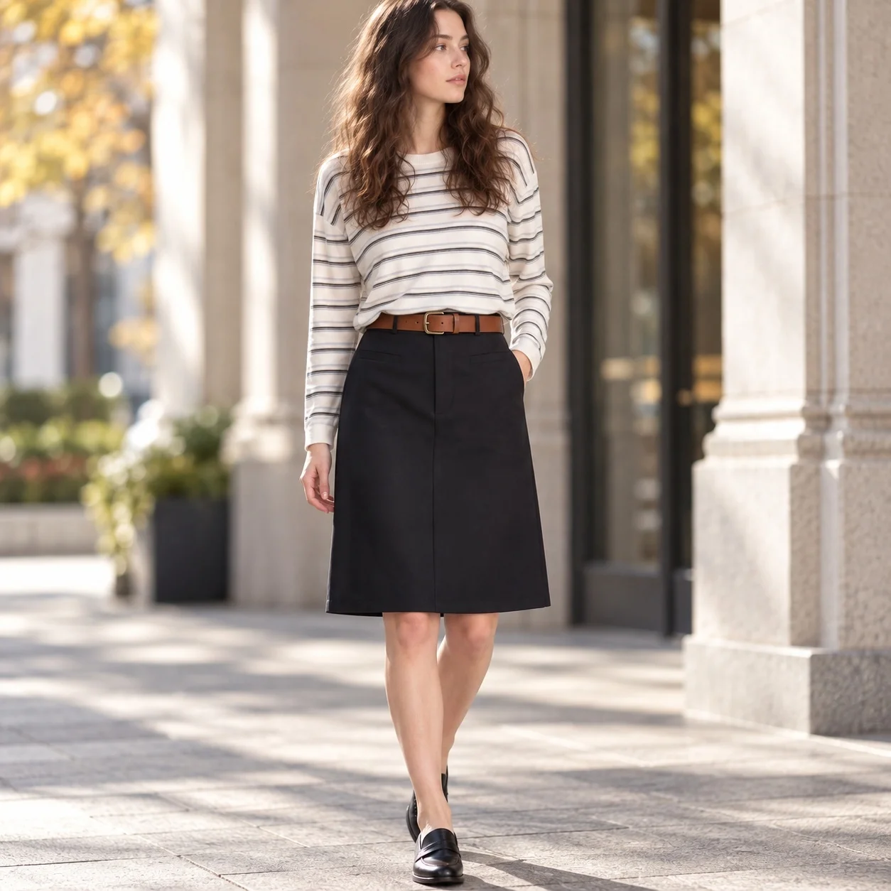 Thick Midi Length Skirt H Line Elegant Commuting with Autumn Daily Office Annual Meeting Composite Construction Women Skirts