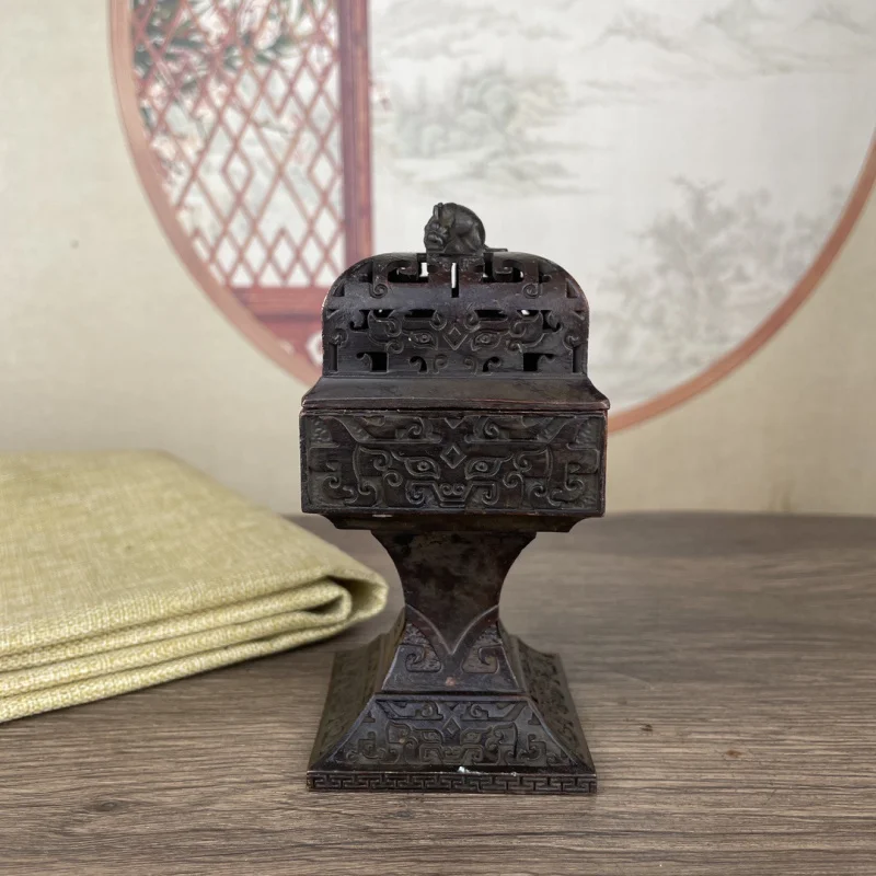 

Antique Style Square Pixiu Furnace Ornament Vintage New Chinese Style Home Creative Incense Burner Household Collectible Gift