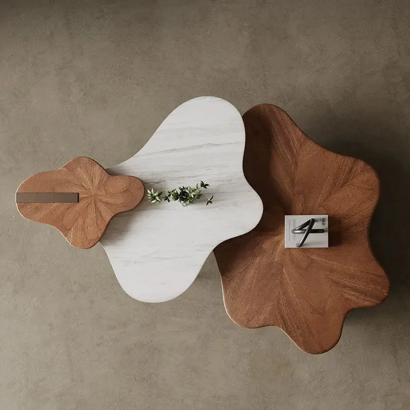 Italian Irregular Living Room Small Flat Solid Wood Coffee Table Creative Simple Modern Coffee Table Set Living Room