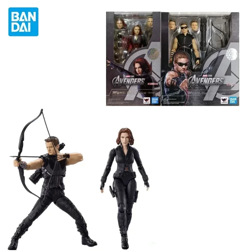 In Stock Original Bandai S.H.Figuarts SHF The Avengers Hawkeye Black Widow Anime Action Figure PVC Model Collectible Toys Gifts