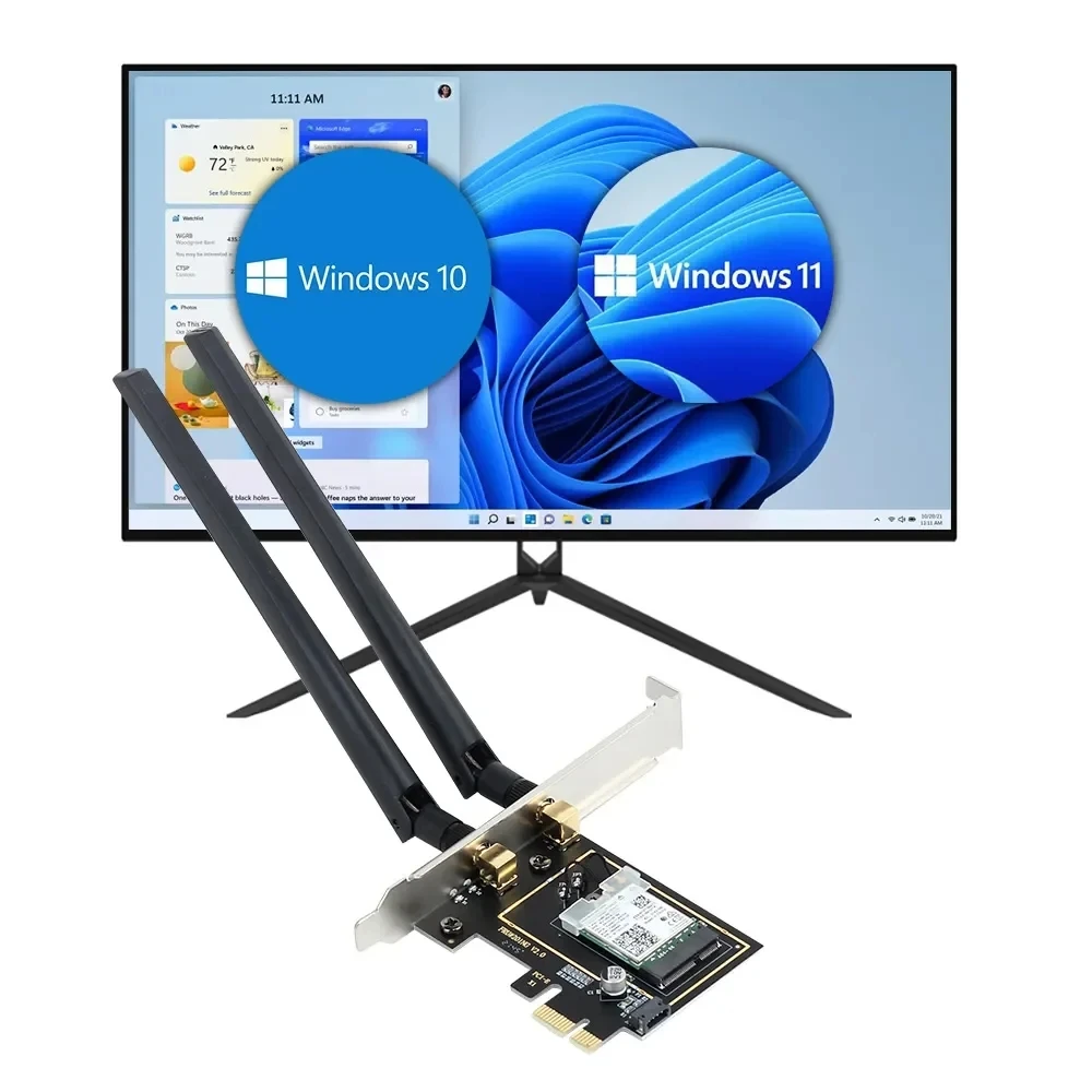 5374Mbps PCIE Wireless WiFi Adapter WiFi 6E AX210NGW 2.4G/5G/6Ghz For Bluetooth 5.3 802.11AX Network WiFi Card PC Win10/11