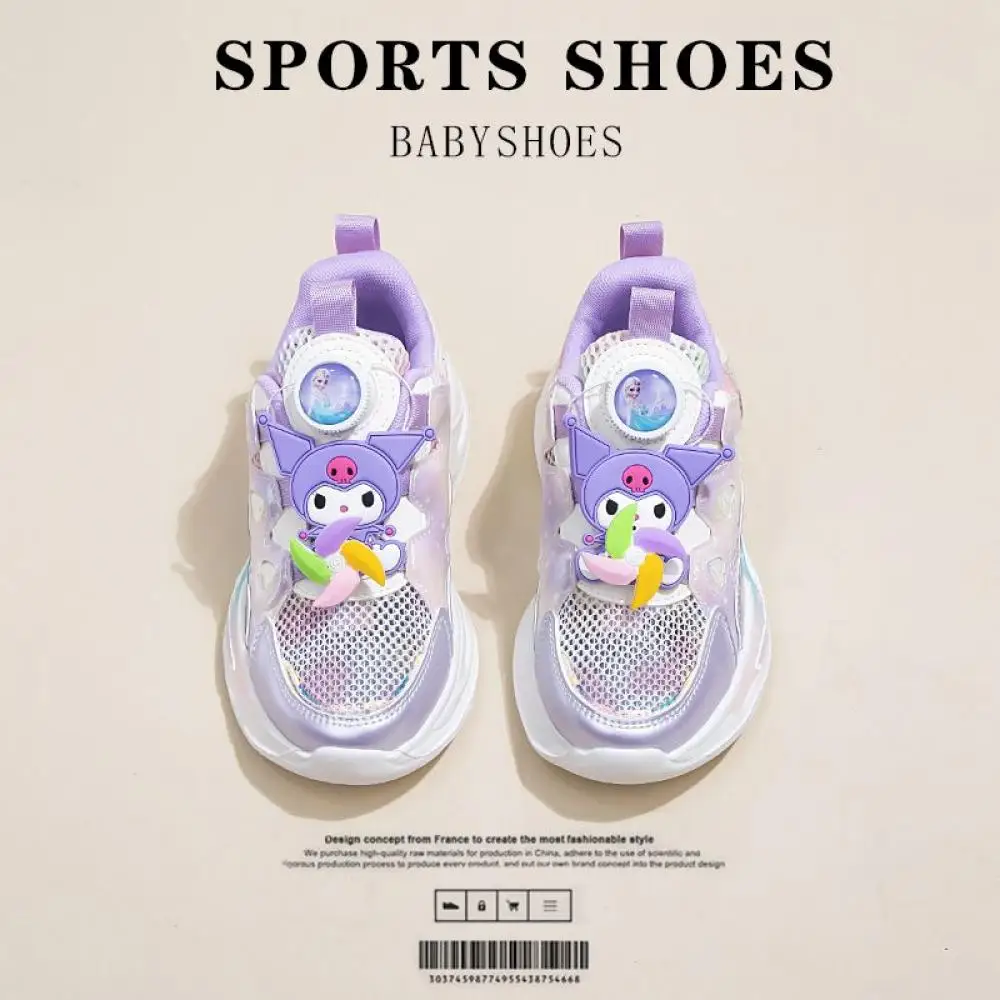 

Кроссовки Sanrio для девочек, весенне-летние детские кроссовки с рисунком Kuromi My Melody, спортивная дышащая светящаяся повседневная обувь, спортивные сандалии