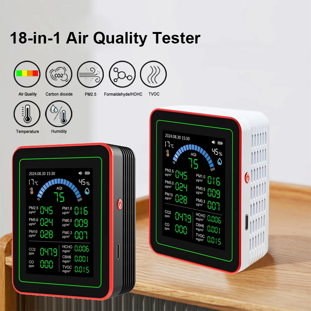 プロフェッショナル空気質モニターセンサーは、CO2 PM2.5/PM10 HCHO TVOCを検出します。家庭用車、植物、ペット用のリアルタイム空気検出器です。