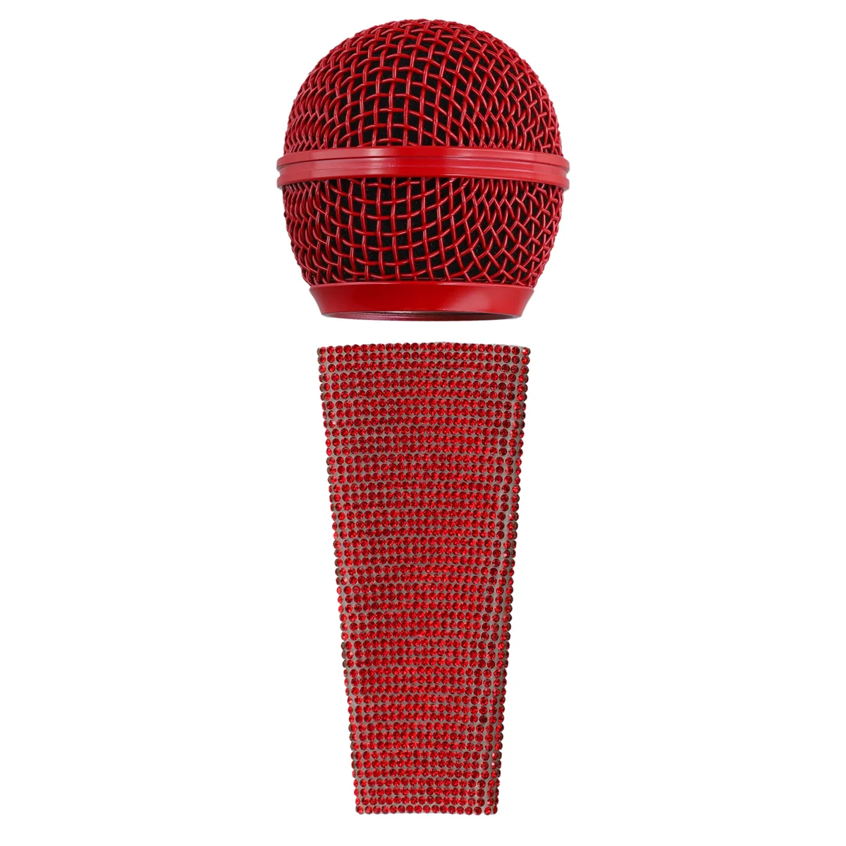 Sparkle Microphone Sleeve Wireled Mic Hand Cover and Mesh Microphone Grill for SM58 Microphones Red