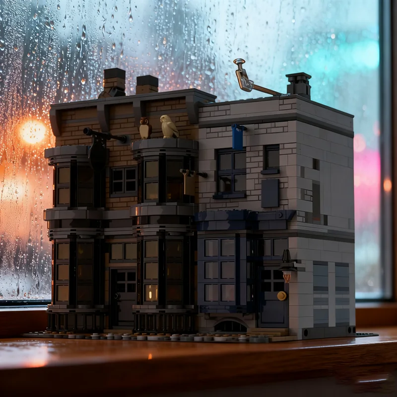 1832 piezas MOC Modular Tienda de Varitas de Ollivander, Arquitectura Mágica de Magos, Modelo de Escena Urbana, Bloques de Construcción, Juguete Artístico de Construcción, Regalo