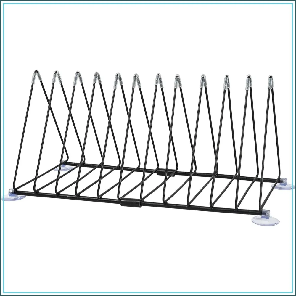 

11 Slot Metal Record Stand, Desktop Vinyl Album Display Rack, Triangle File Holder for Office Home