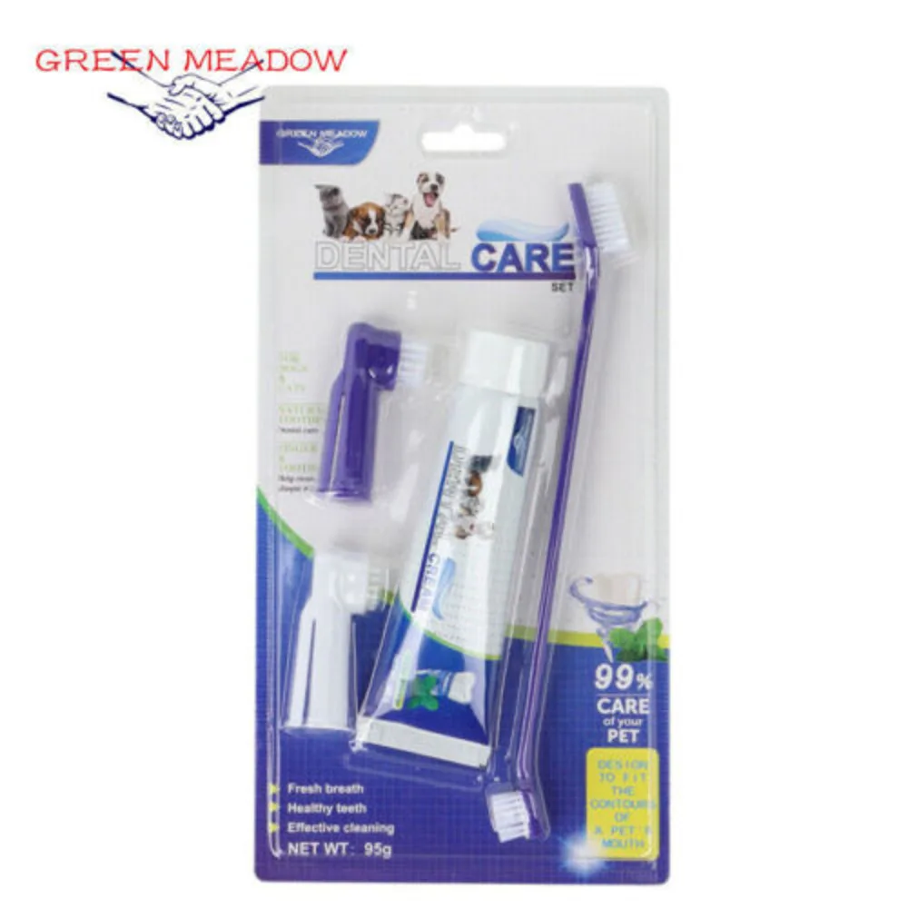 SALE 4PCS Pet Kit Toothbrush Finger Dog Toothpaste UK